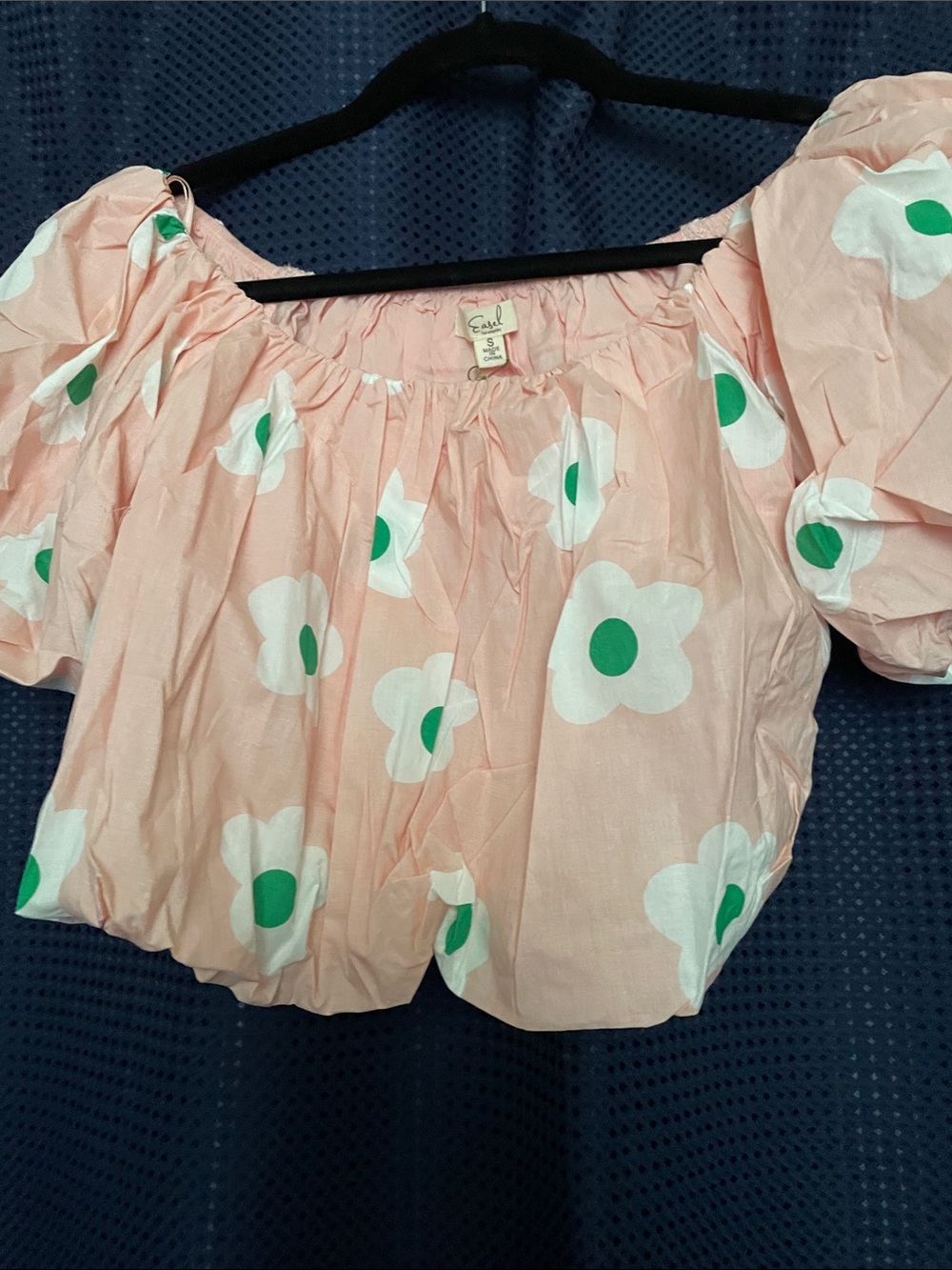 Peach Floral Puff-Sleeve Crop Top - Picture 16 of 16